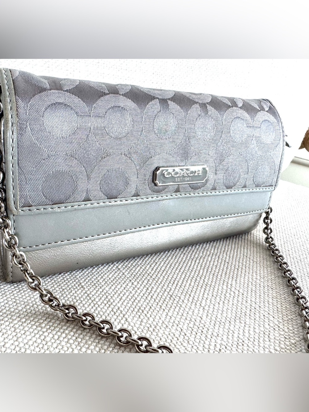 COACH Y2K Silver Optic Signature Wallet On Chain WOC Clutch Rare